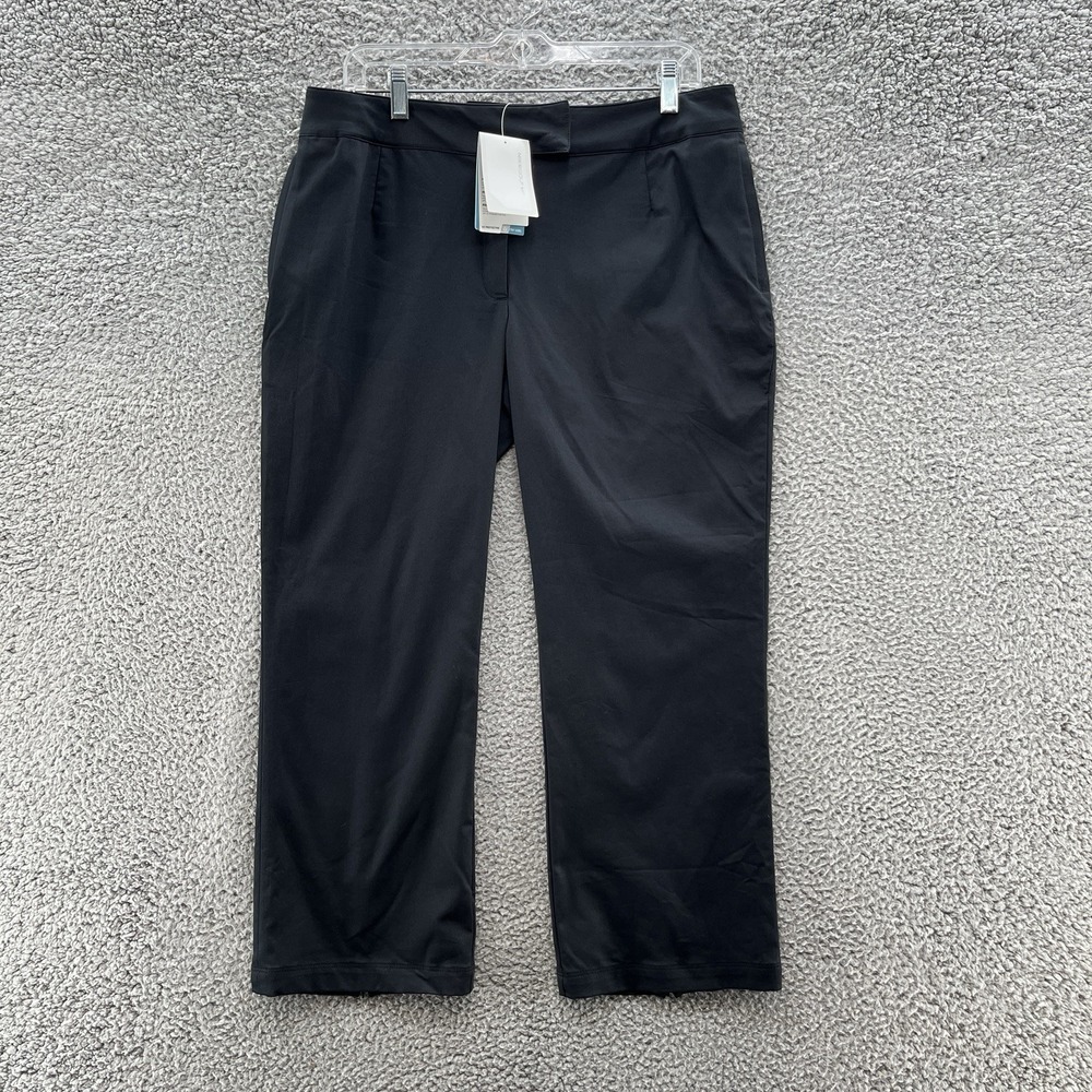 Nike Golf Pants Women 12 Black Stretch Comfort Performance Zip Pocket Crop Chino